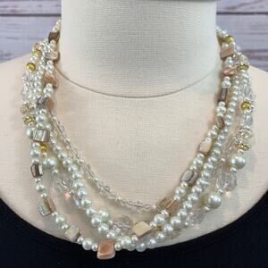 Premier Designs Necklace multi strand pearl silver